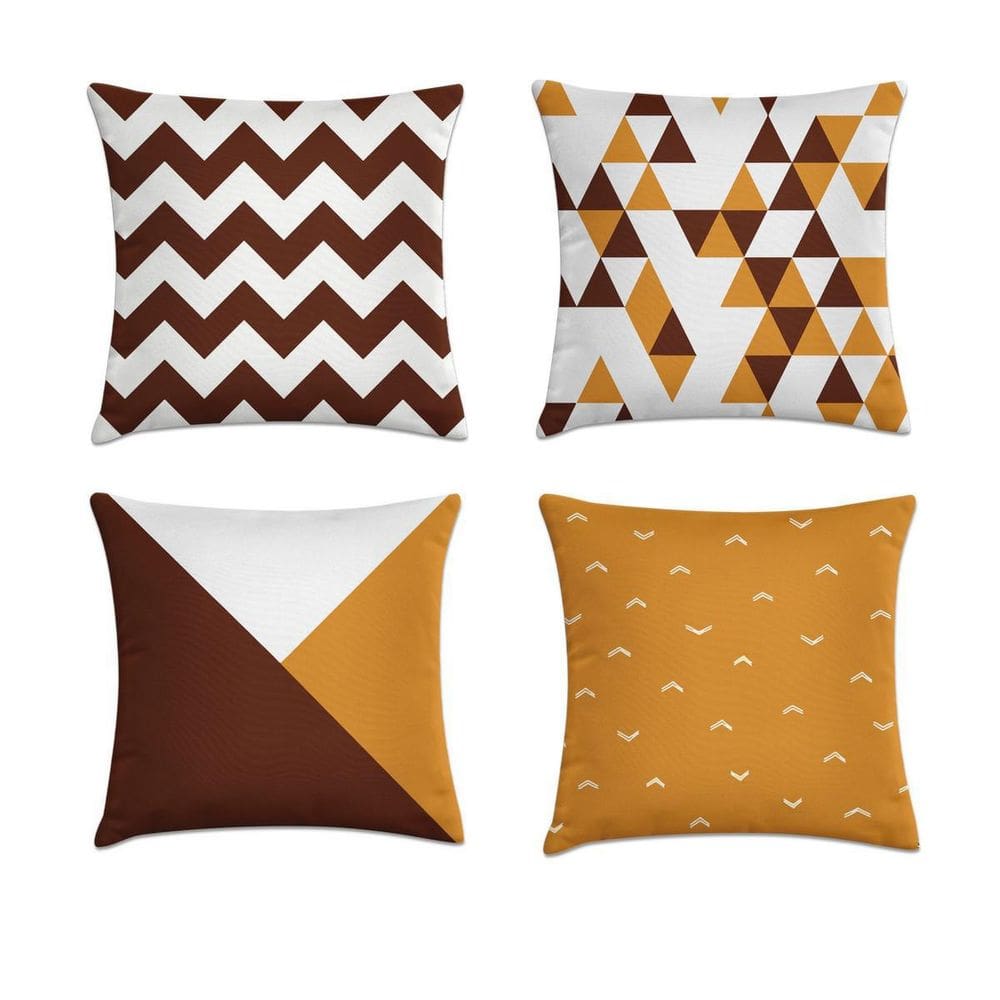 Kit 4 Capas De Almofadas Caramelo E Marrom 45X45