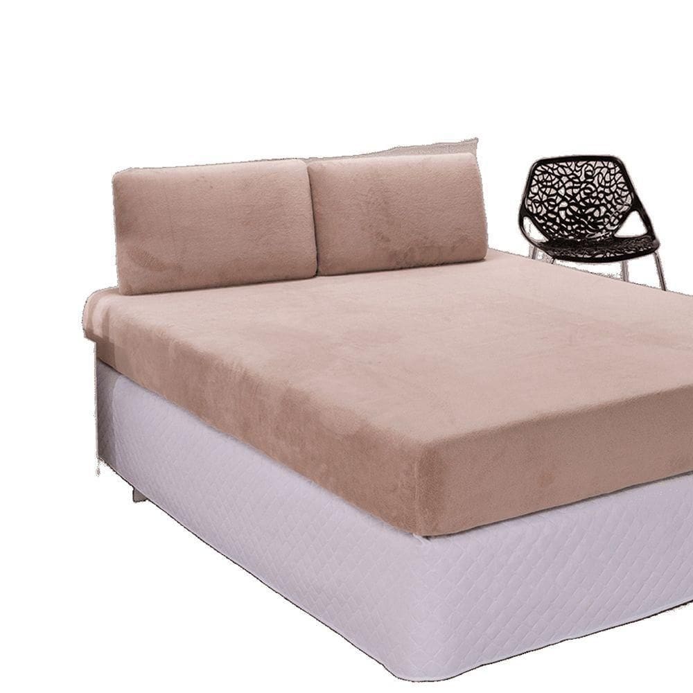 Jogo De Lençol Queen Em Manta Plush 3 Peças - Bege - 100% Poliéster