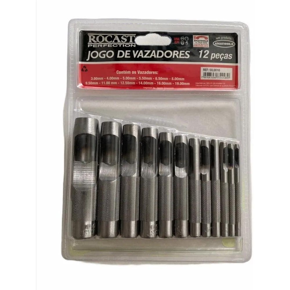2X Jogo Vazador De Couro 3 A 19 Mm 12 Pcs Rocast