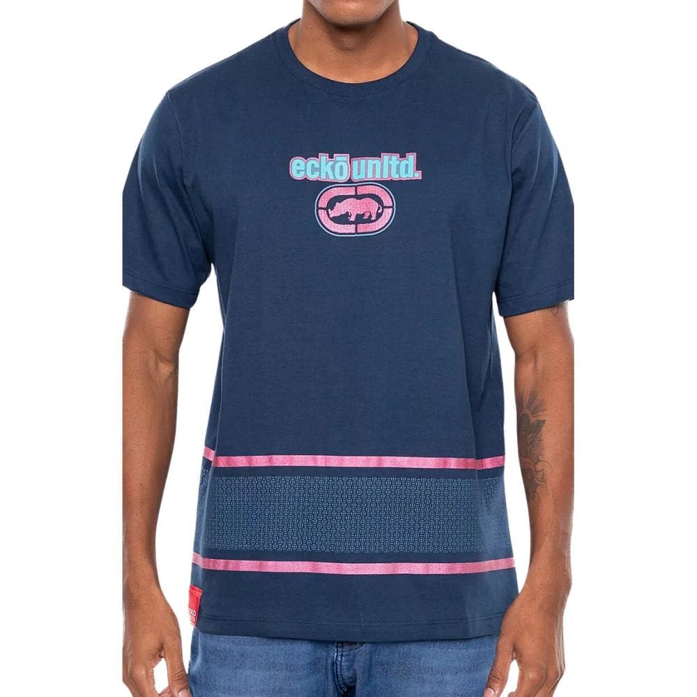 Camiseta Ecko Oversized Azul Marinho Estampada autêntico