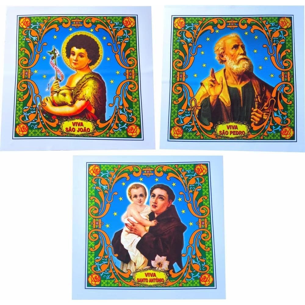 2X Kit3 Bandeiras Festa Junina São João São Pedro Santo Antô