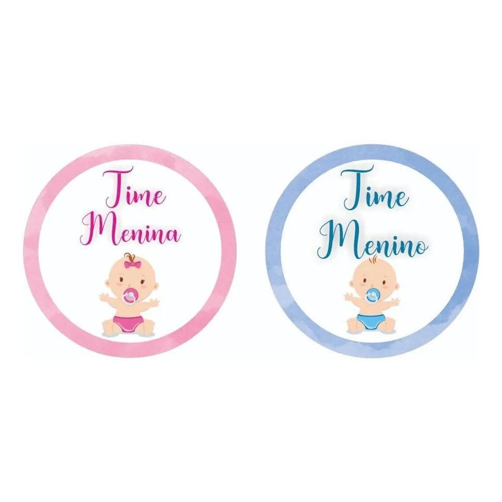 100 Adesivos Chá Revelação Time Menina Time Menino