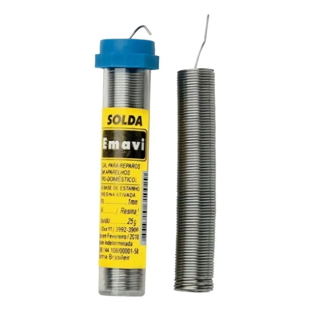 2X Tubo Estanho Para Solda Azul 1Mm Emavi - 25 Gramas