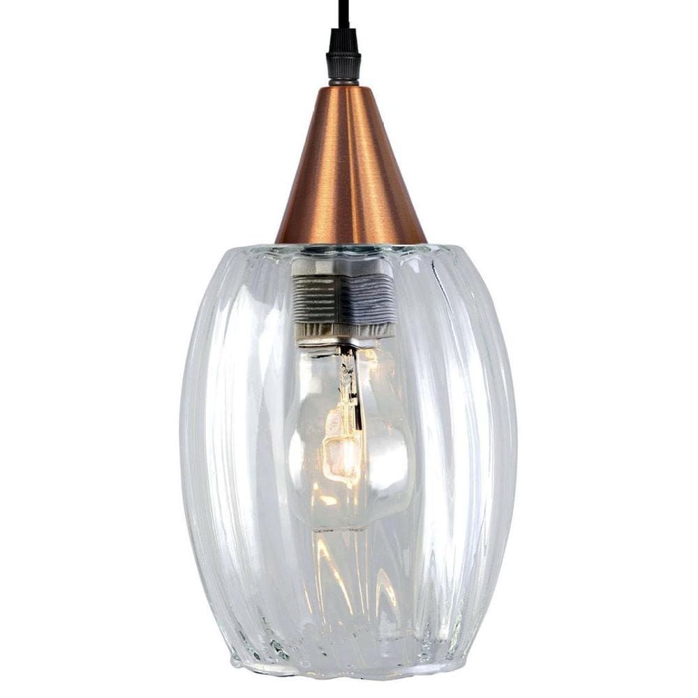 Lustre Pendente Taschibra Badih P Transparente Cobre