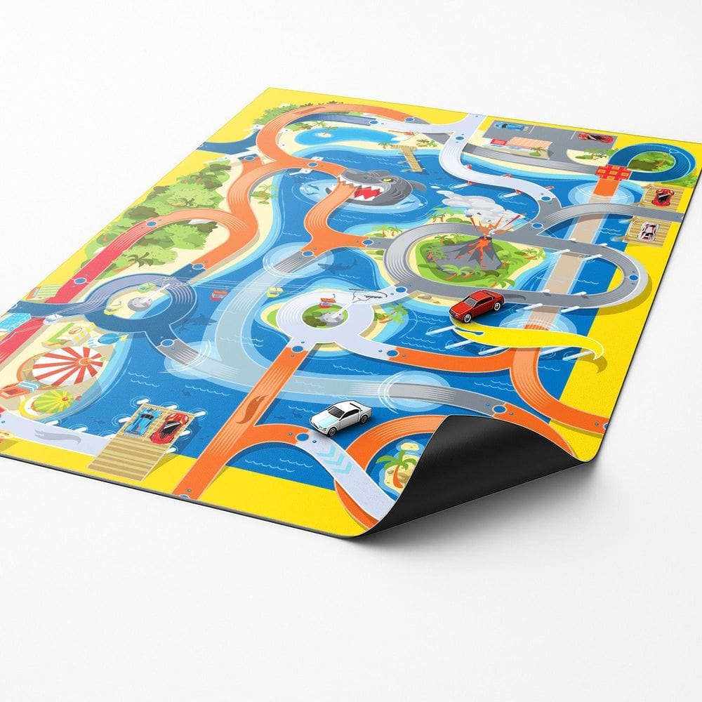 Pista Para Carrinhos Mar Com Tubarão Infantil 120X80Cm