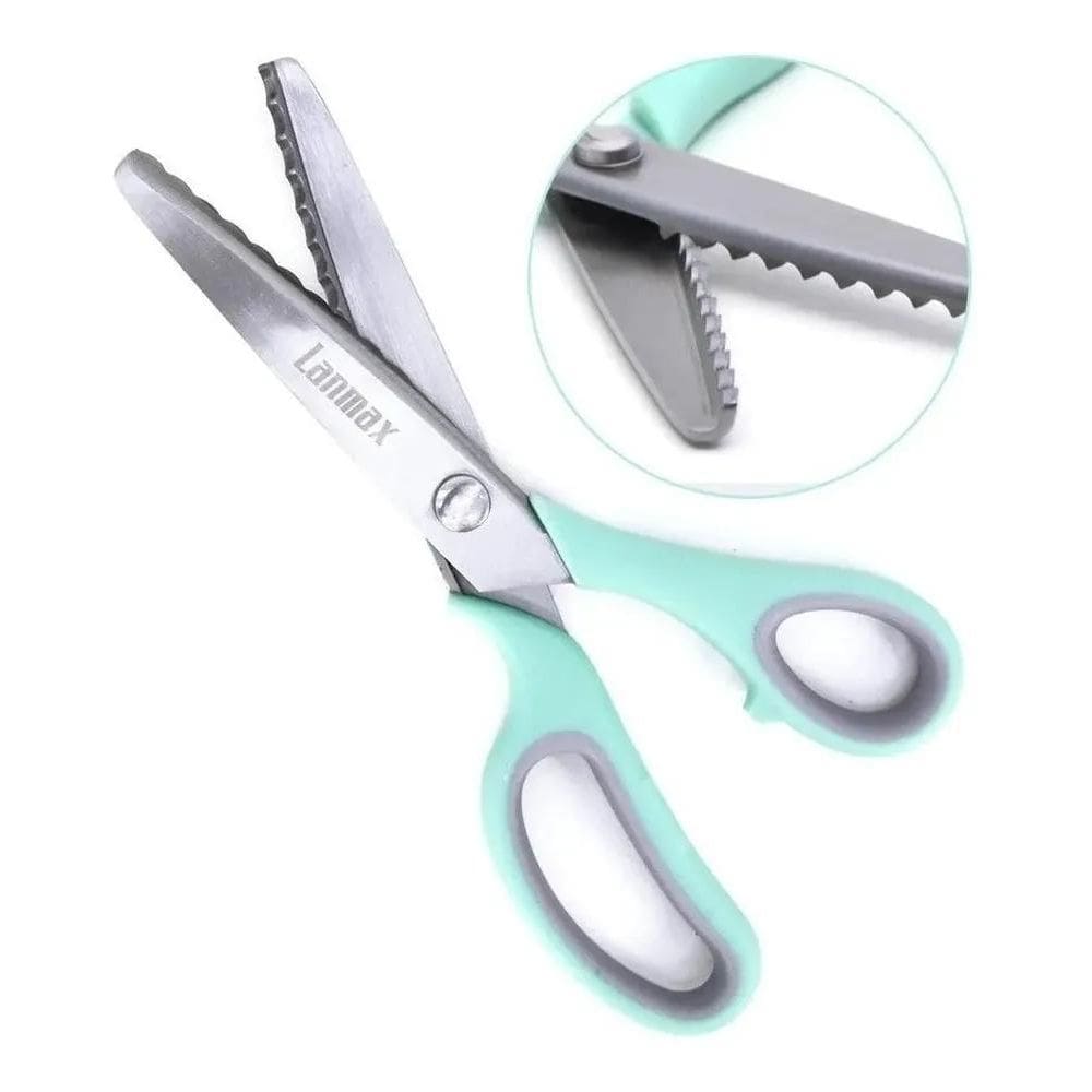 2X Tesoura De Picotar Escalope Tecido Papel Eva Profissional