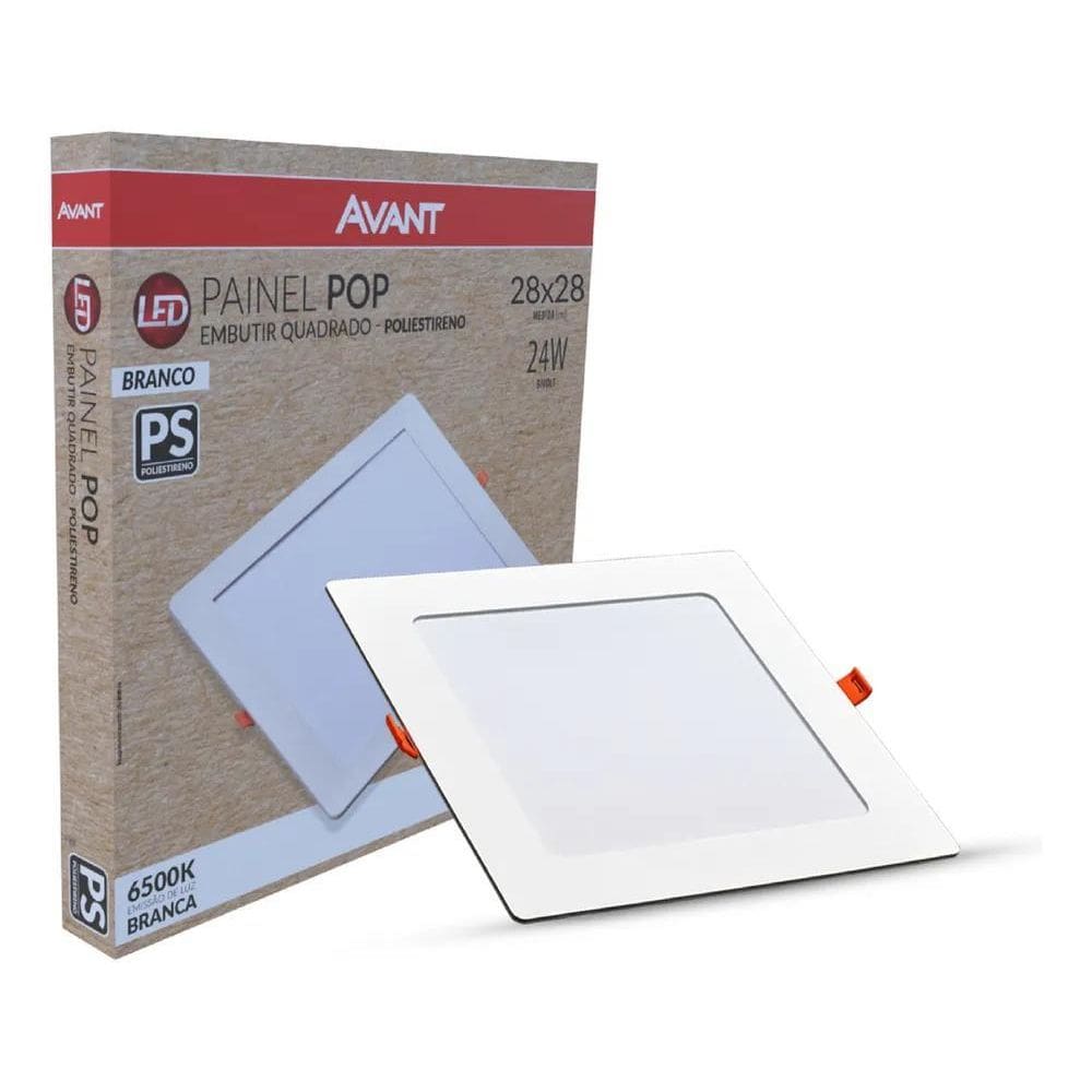 2X Painel Led Alu 24W 4000K Sob. Quadrado 30Cm Avant