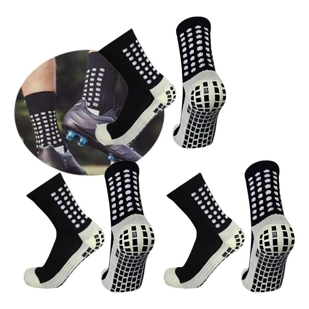 2X Kit 3 Pares Meia Antiderrapante Esportiva Futebol Treino
