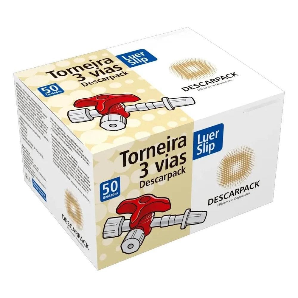 2X Torneirinha Descartável 3 Vias Luer Slip C/50Uni Descarpa