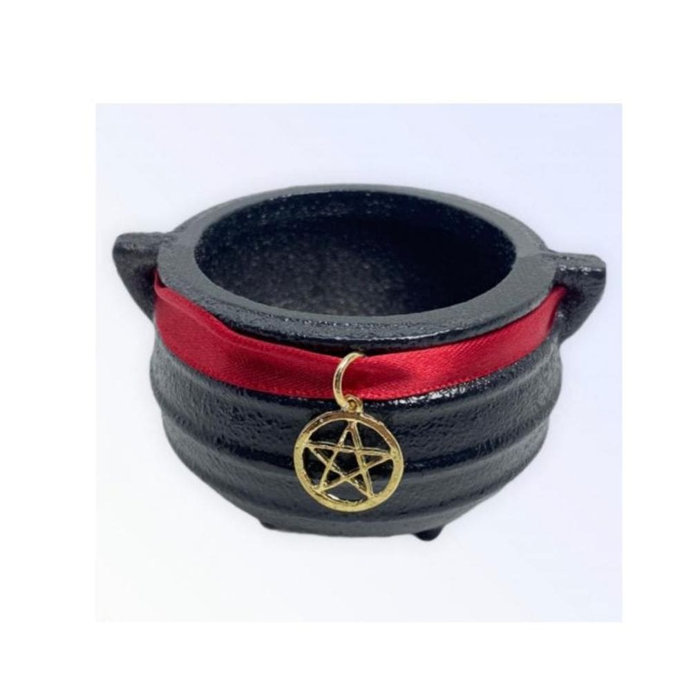 Caldeirão Tripé Em Ferro Fundido Alça Sem Tampa Pentagrama