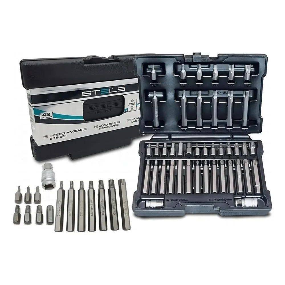 2X Kit Jogo 42 Peças 1/2 E 3/8 Torx Allen Spline Bits Stels