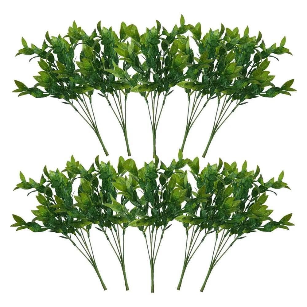 10 Buquês De Folhas Artificial Decorativa Mini Fícus