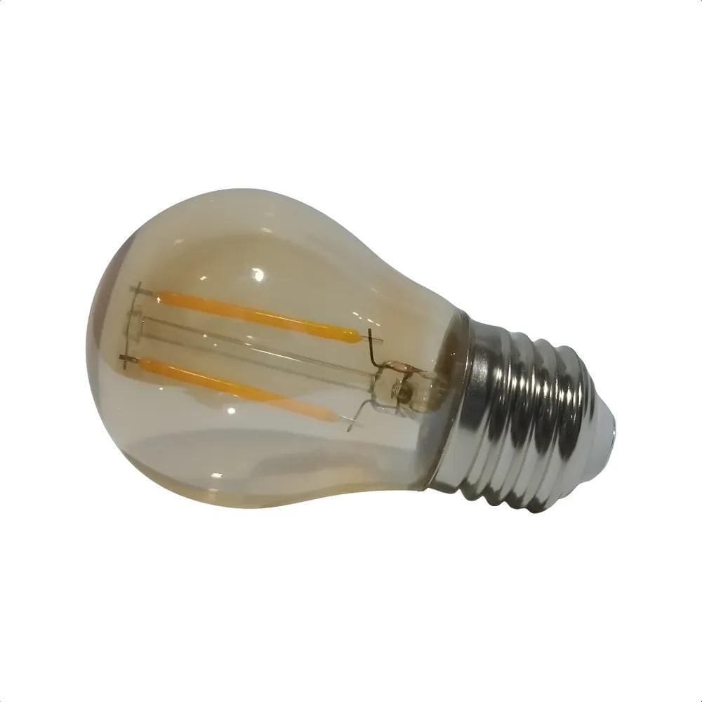 2X Kit 3 Lâmpadas Retro Filamento Led G45 2W Luz Âmbar Biv