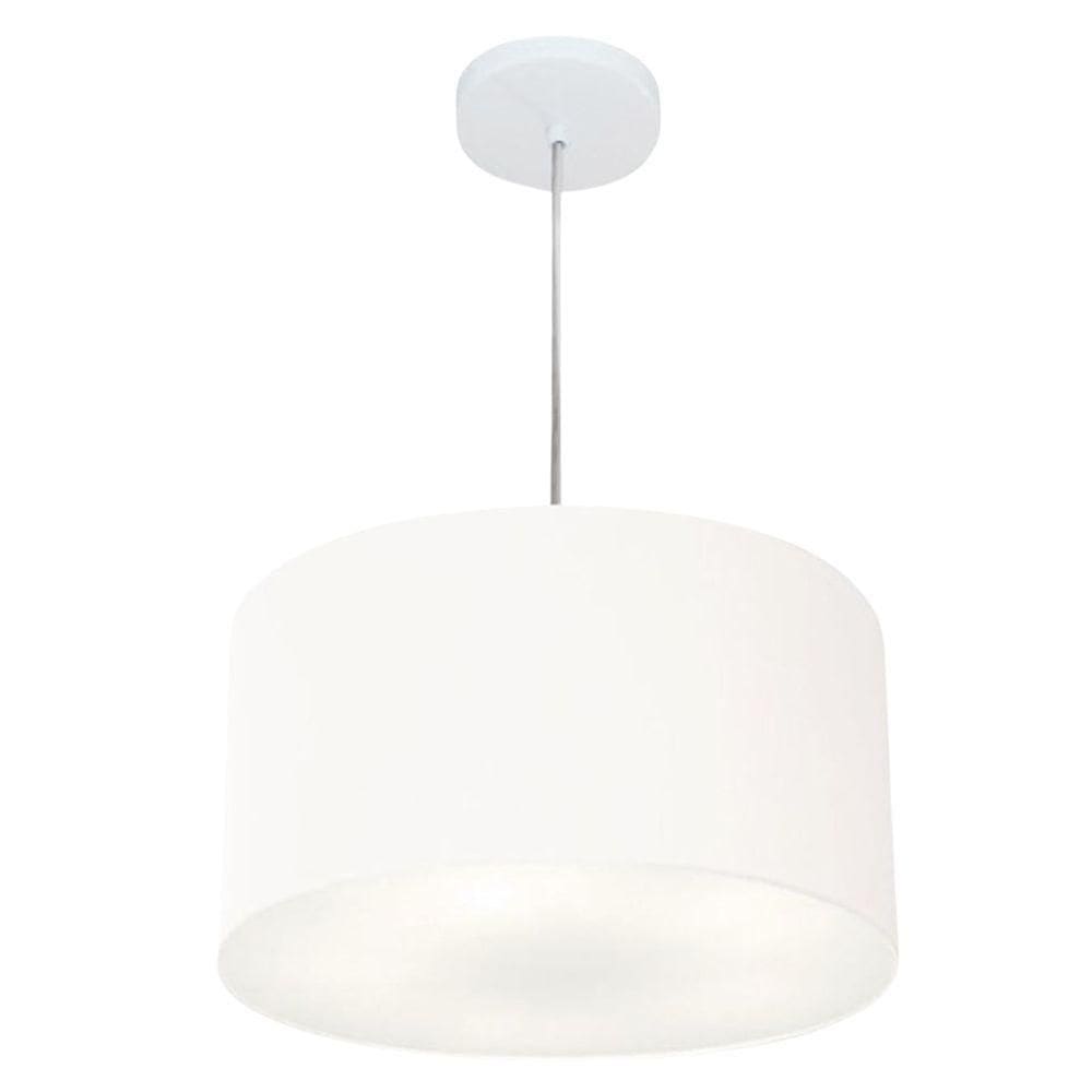Lustre Pendente Cilíndrico Md-4019 Cúpula Em Tecido 40x21cm Branco - Bivolt