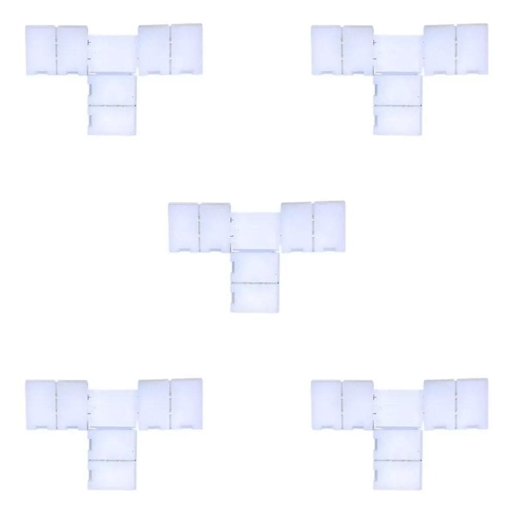 2X Kit 5 Conector T Fita Led Emenda Rápida 8Mm 2 Vias Monoco