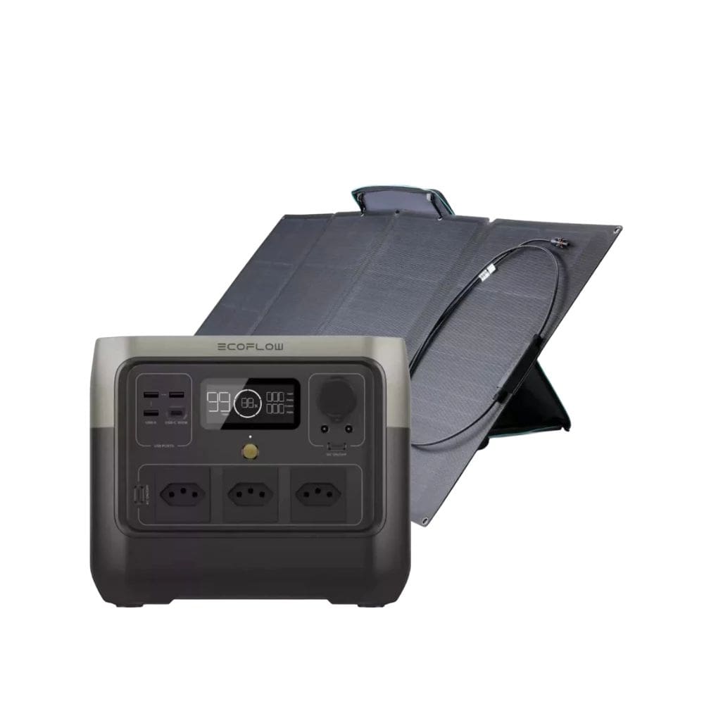 Kit Estação de Energia Portátil River 2 Pro e Painel Solar Portátil Dobrável 160w Ecoflow