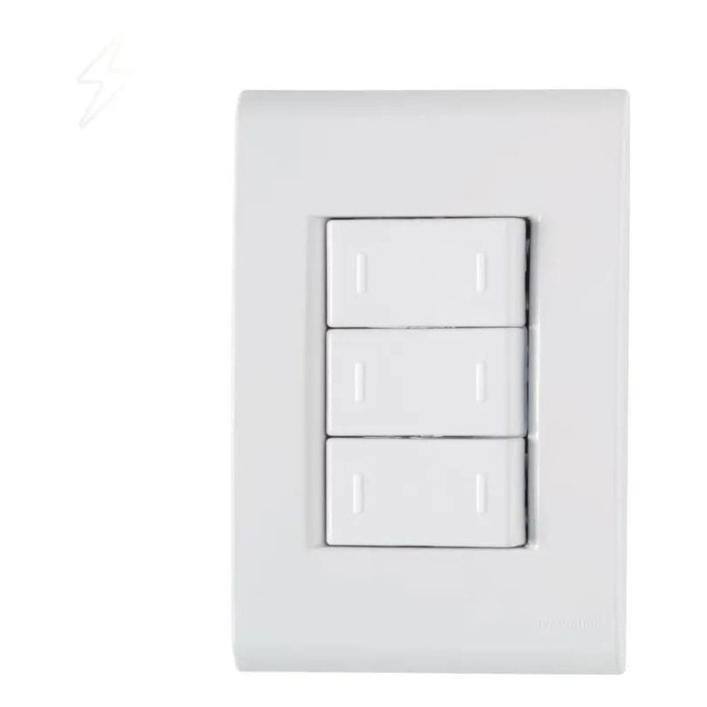 2X Conj Interruptor Triplo Liz Branco Tramontina