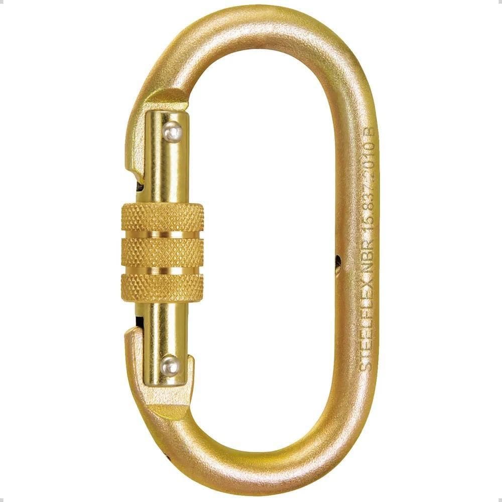 2X Mosquetão Aço Oval Trava Dupla Rosca 25Kn Nbr Steelflex