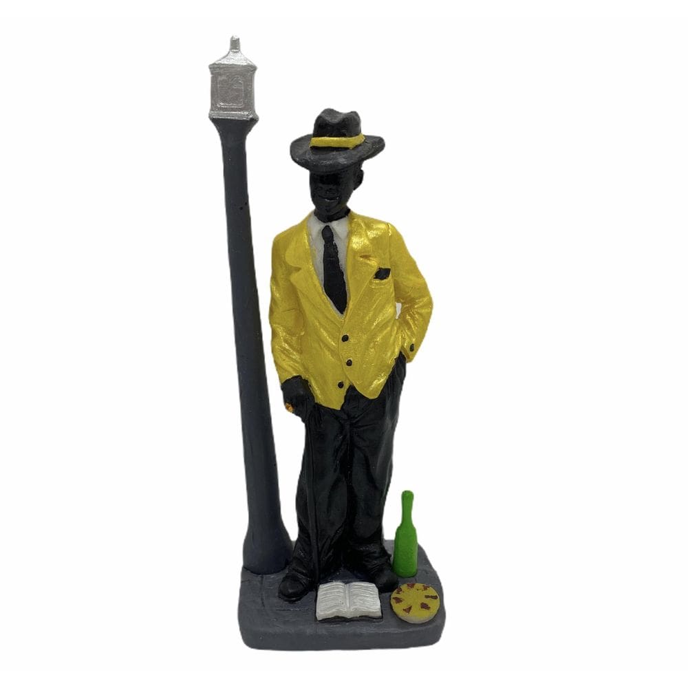 Escultura Zé Pelintra Palitó Amarelo Da Prosperidade 18 Cm