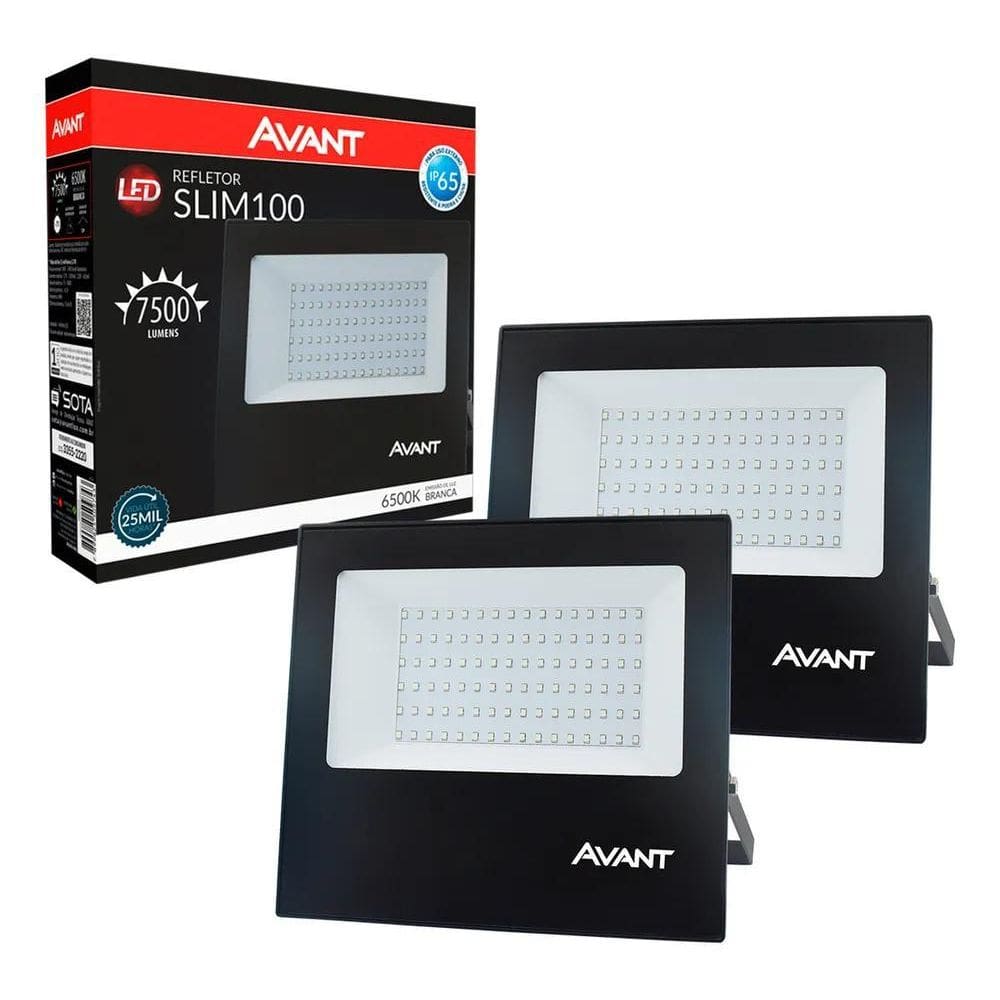 2X Kit 2 Refletor Avant 100W Led 6500K Branco Frio Externo I