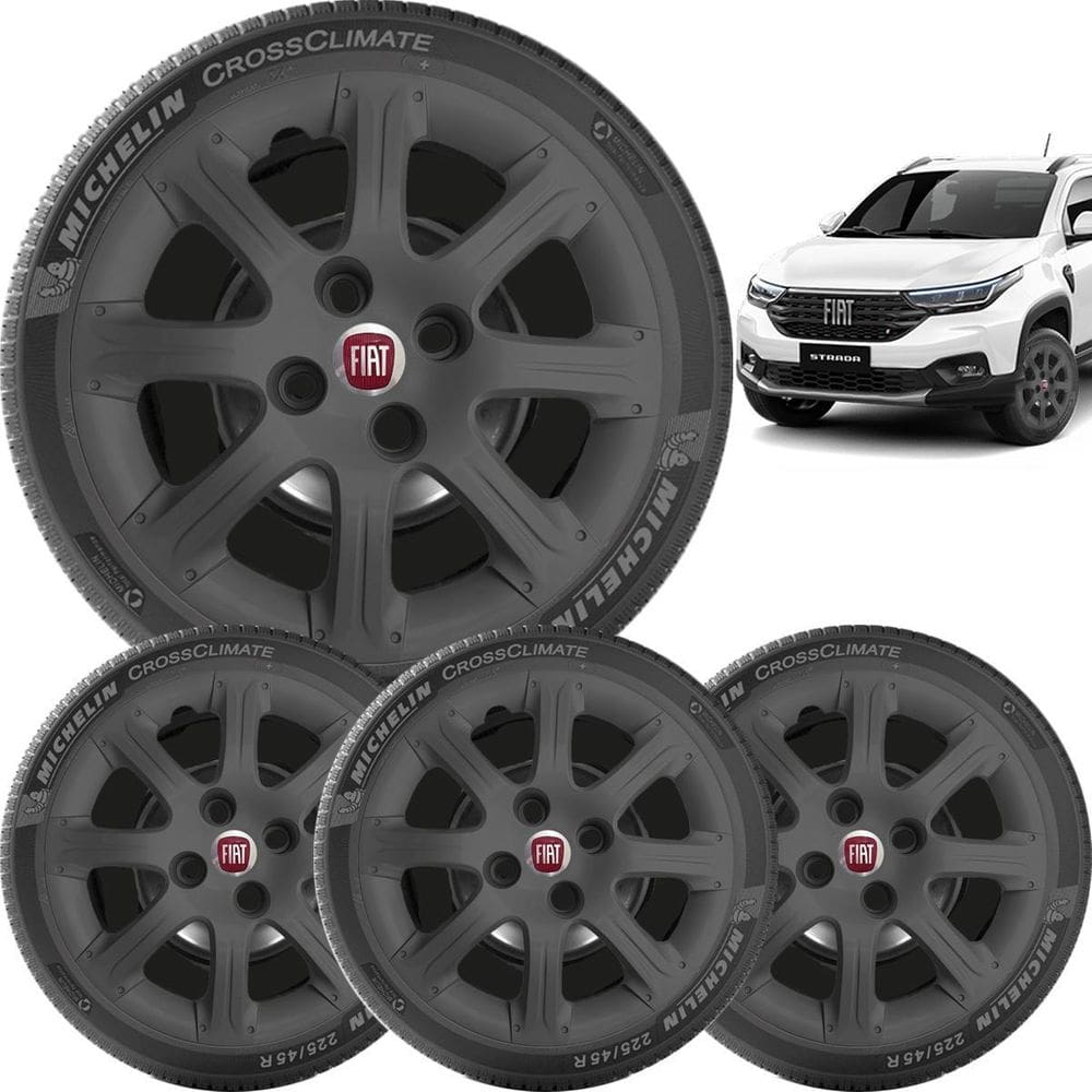 4X Calota Palio Week Strada Aro 14 Grafite 290Ca