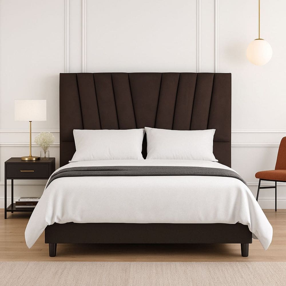 Cabeceira Estofada Solteirão 100 cm Noah em Suede e Frame