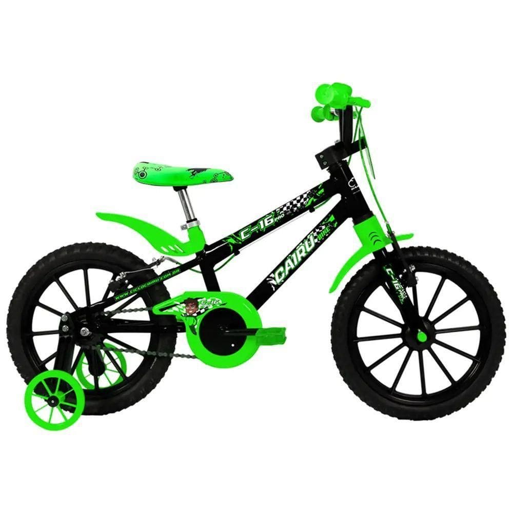Bicicleta Aro16 Cairu C-16 Pro Mtb Abs Masc - 320234 Preto - Verde