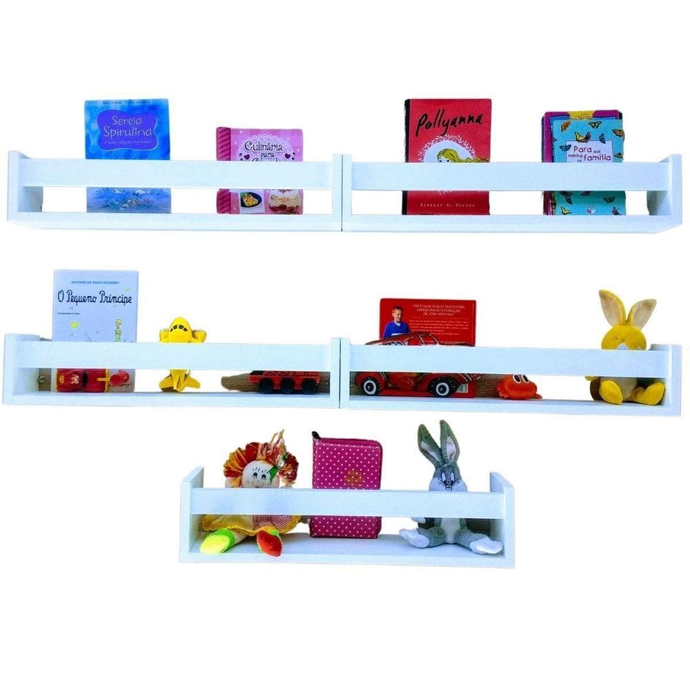 Kit 5 Nichos Porta Livros De Criança Prateleira De Bebê 40Cm
