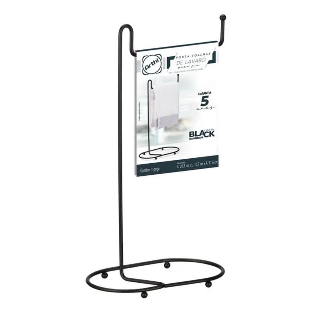 2X Porta Toalha Mãos Bancada Pia Lavabo Banheiro Preto