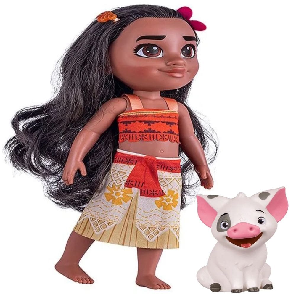 Boneca Moana Princesa Disney 36 Cm E Porquinho Pua Cotiplás
