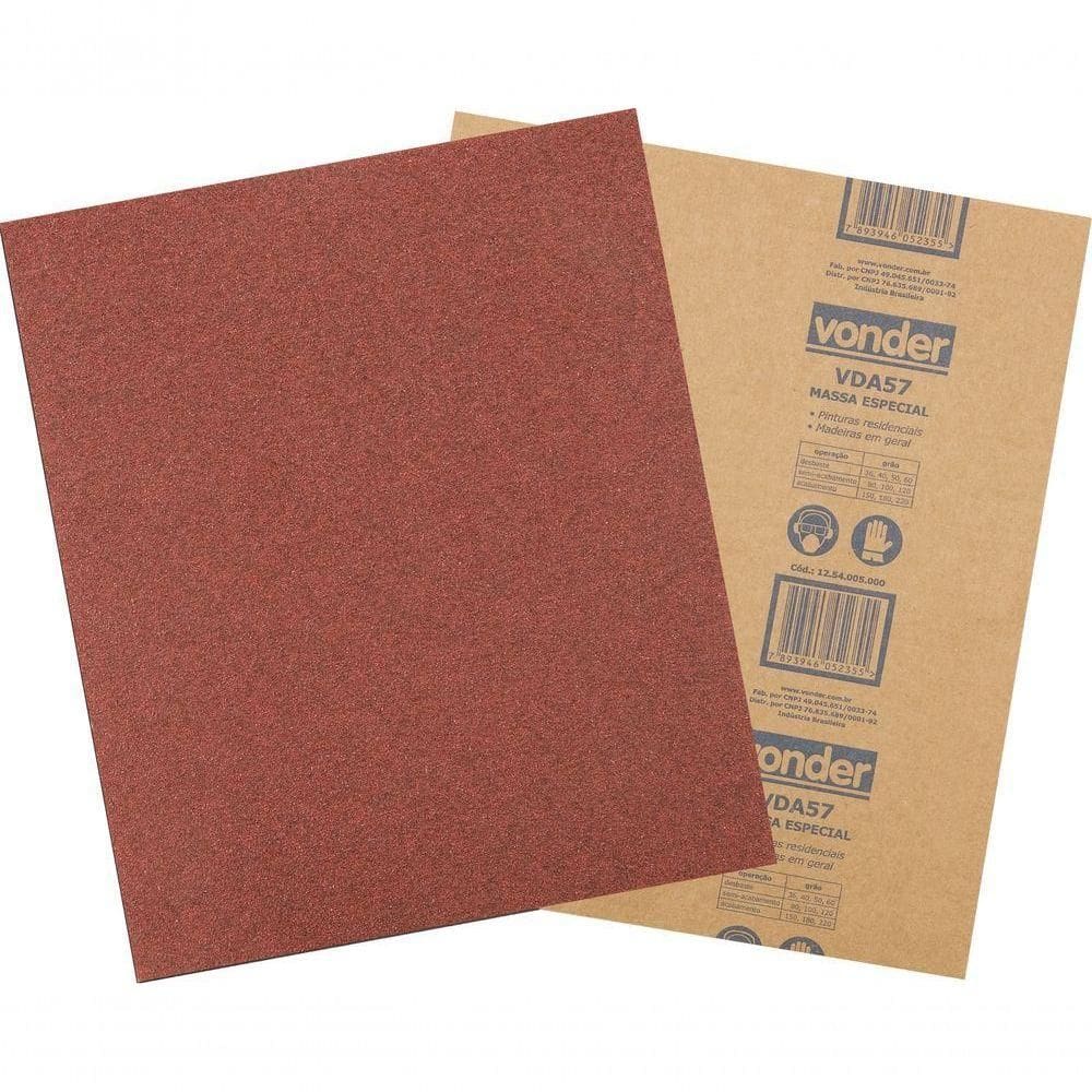 Lixa Folha Massa G50 225x275mm Vda-57 Com 50 Peças - Vonder