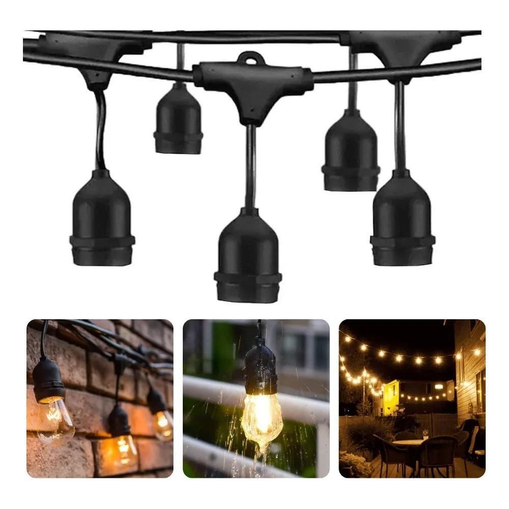 2X Varal De Luzes Cordão Para Festas E Decoração Preto 5M Ip