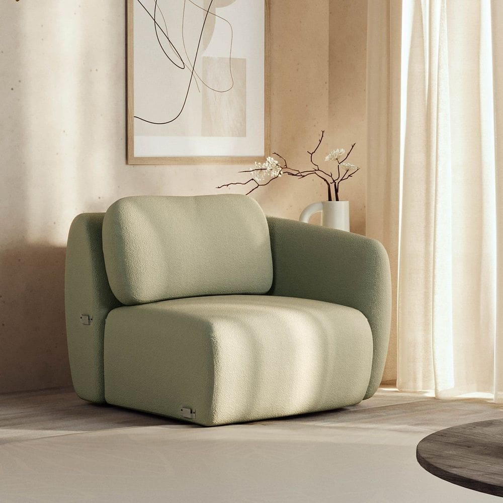 Sofá Modular 80cm com Braço Esquerdo Orla Cabecasa Madeiramadeira Verde Água