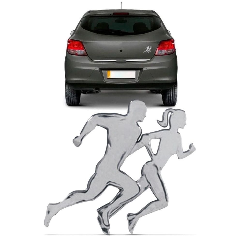 Adesivo Casal Correndo Pequeno 82 Mm Cromado