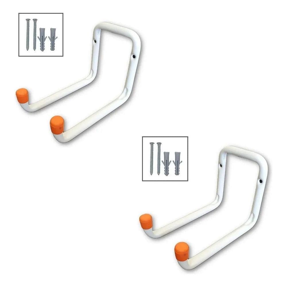 2X Kit 2 Suportes Ganchos 30Kg Para Pendurar Escada Na Pared
