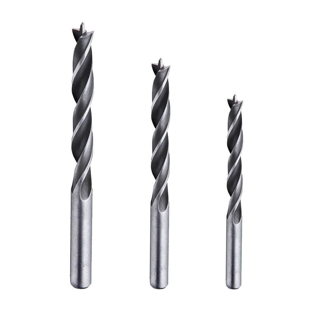 Kit 3 Brocas Para Madeira 4Mm 6Mm 8Mm Três Pontas Aço Cromo