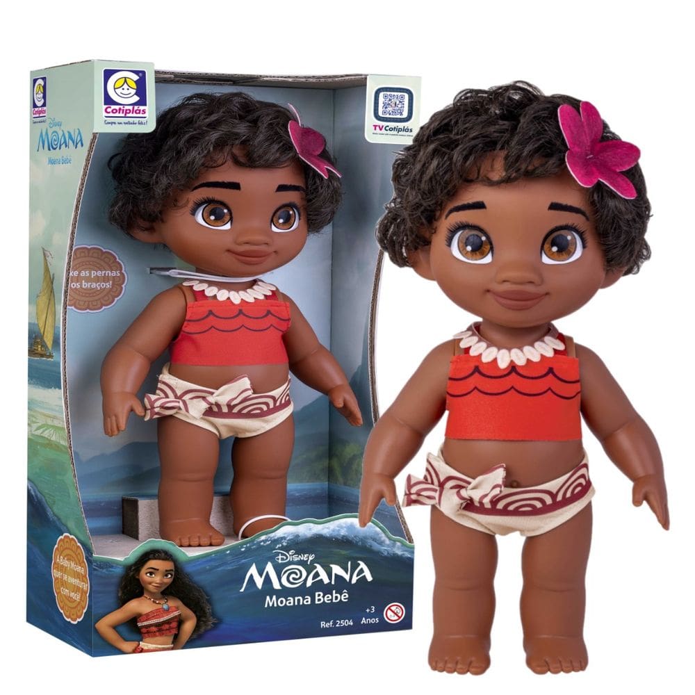 Boneca Moana Bebê Em Vinil Macio 36Cm Cotiplás Filme Disney