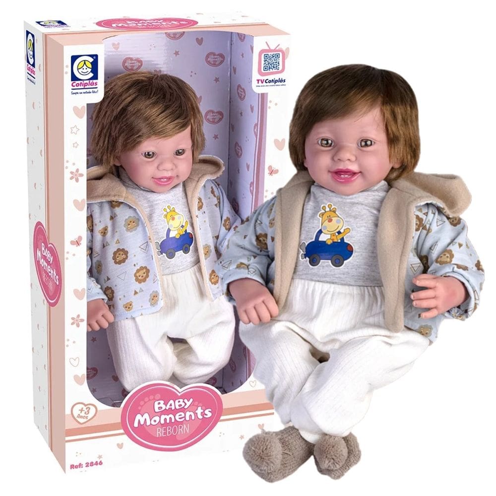 Boneca Baby Moments Reborn Menino 41cm Vinil Real Cotiplás