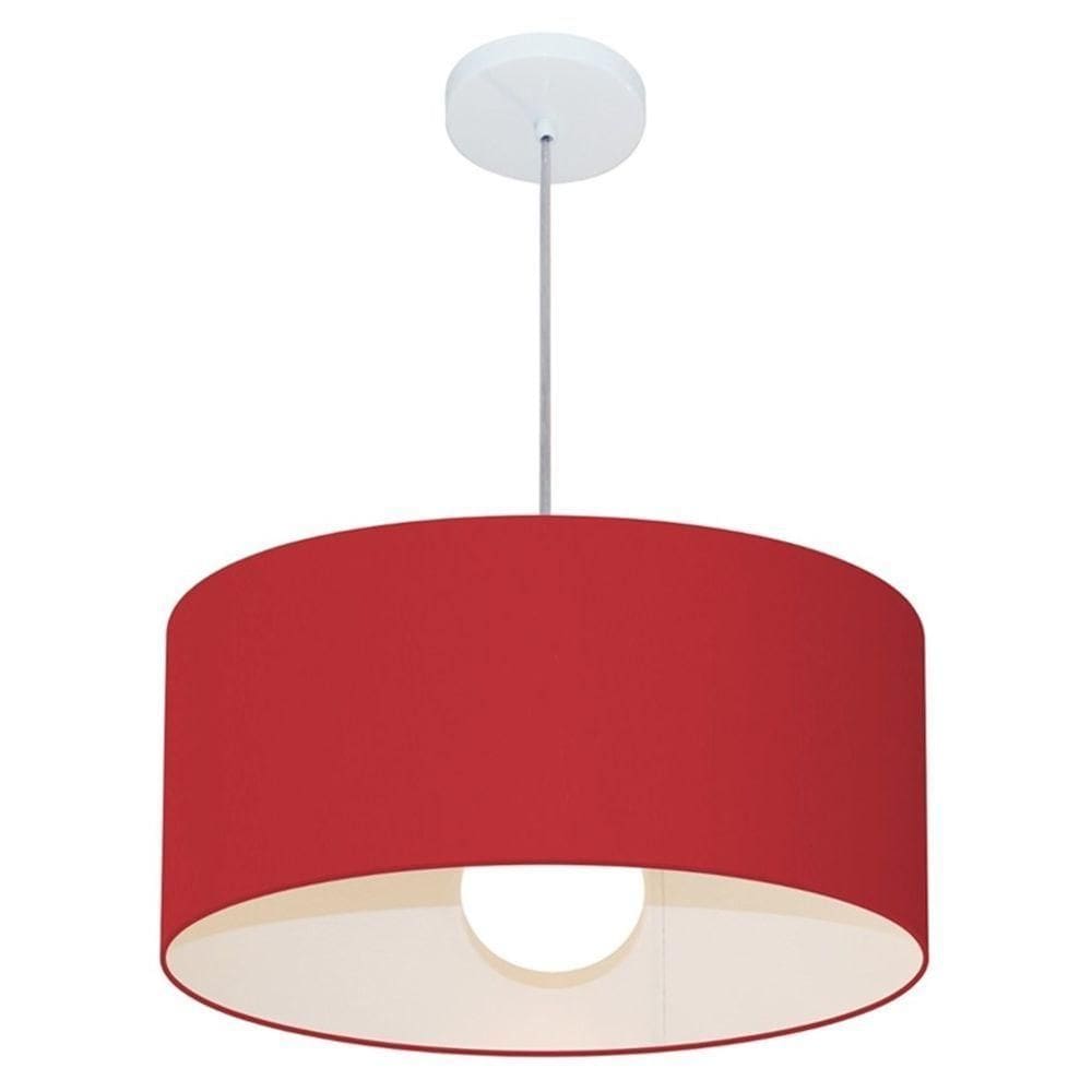 Lustre Pendente Cilíndrico Md-4052 Cúpula Em Tecido 50x21cm Bordo - Bivolt