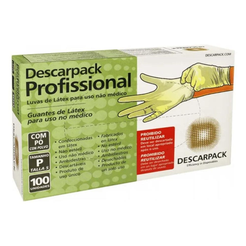 2X Luva De Látex Industrial Branca Com Pó 100Un Descarpack