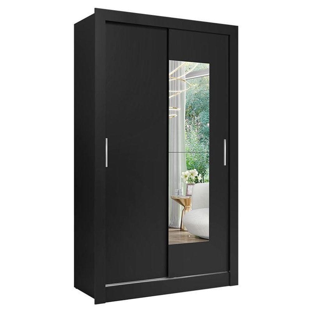 Guarda Roupa Solteiro City Glass 2 Portas Preto Acetinado - Thb