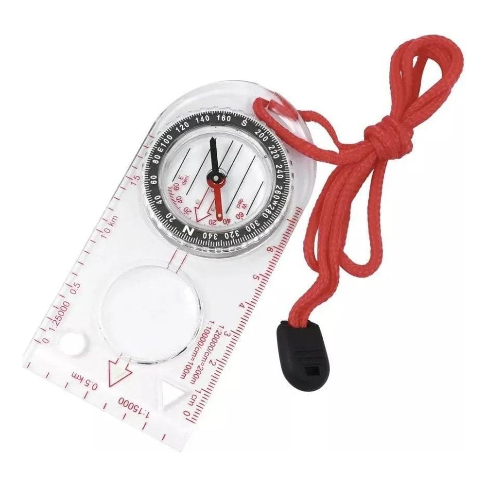 2X Bússola Mapa Portátil Com Régua 10Cm Lente De Aumento
