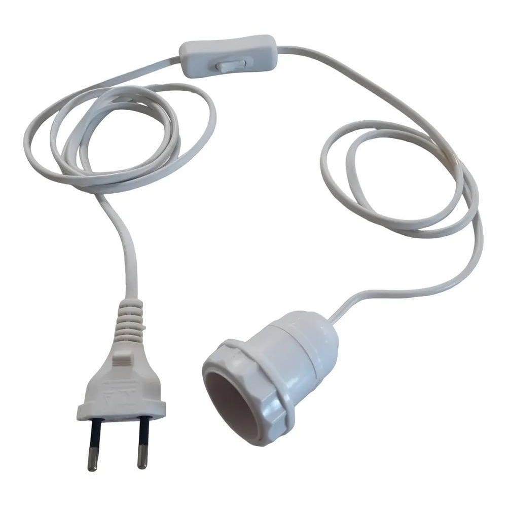 2X Rabicho Abajur Com Soquete E Interruptor 2M Bco Bivolt 64