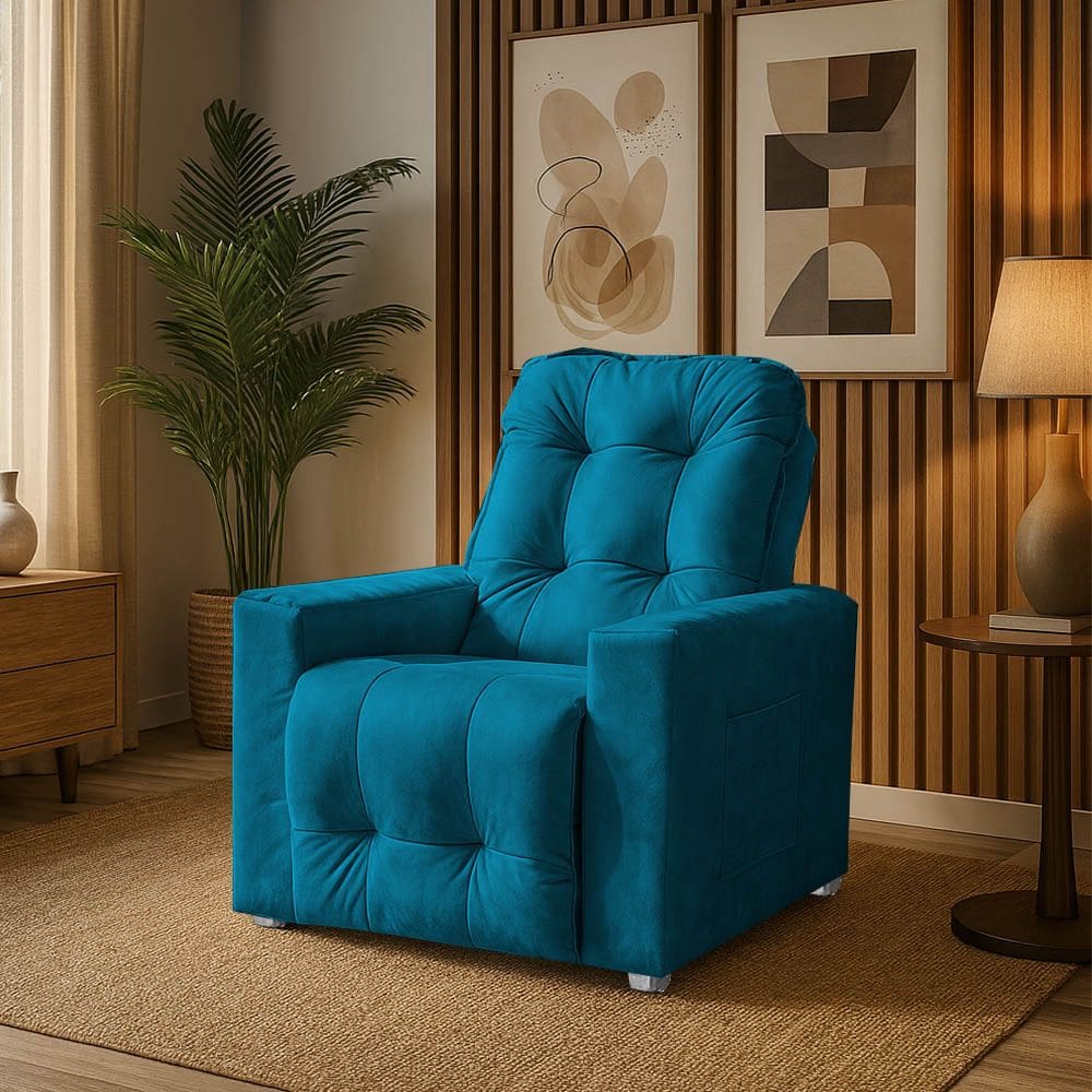 Poltrona Cadeira Vitória Papai E Mamãe Com Encosto Macio Para Sala De Descanso Turquesa