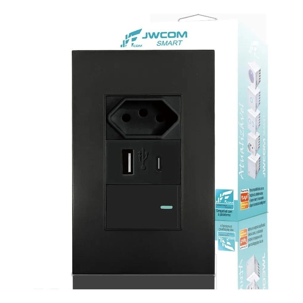 2X Tomada Interruptor + Usb Tipo C De Parede Univer