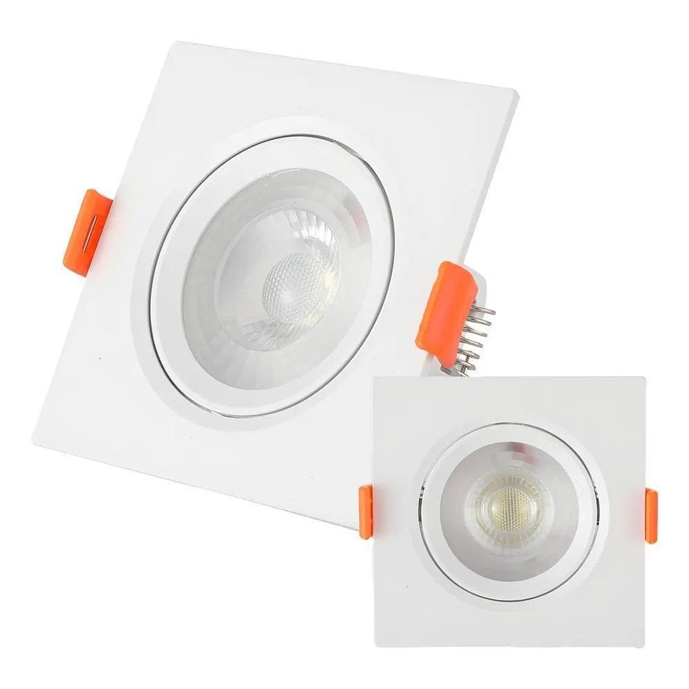 2X Kit C/10 Spot Quadrado Led 5W - 6.500K Embutir Direcionáv