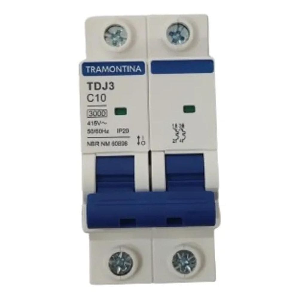 2X Disjuntor Bipolar Tramontina 10A 16A 20A 25A 32A 40A 50A