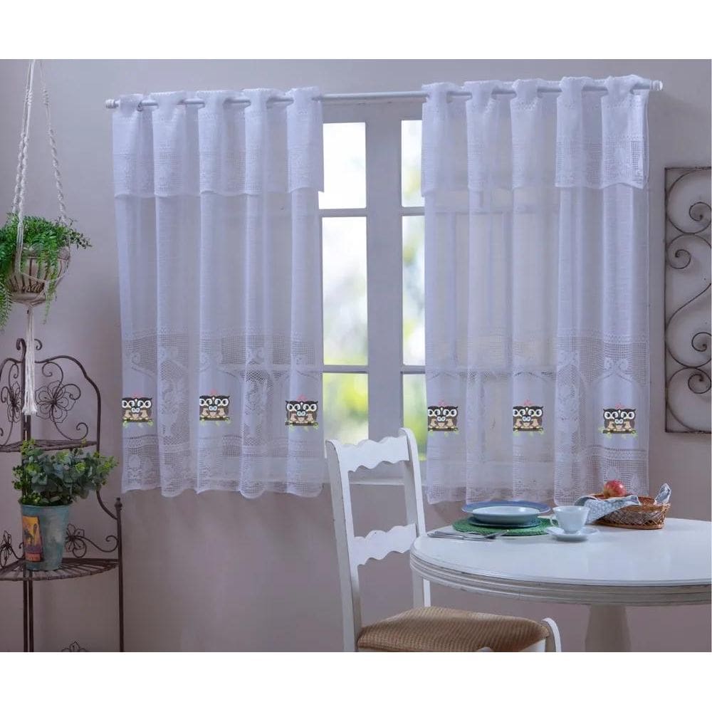 Cortina De Renda Estampada Bandô Para Cozinha 1,20 X 2,50