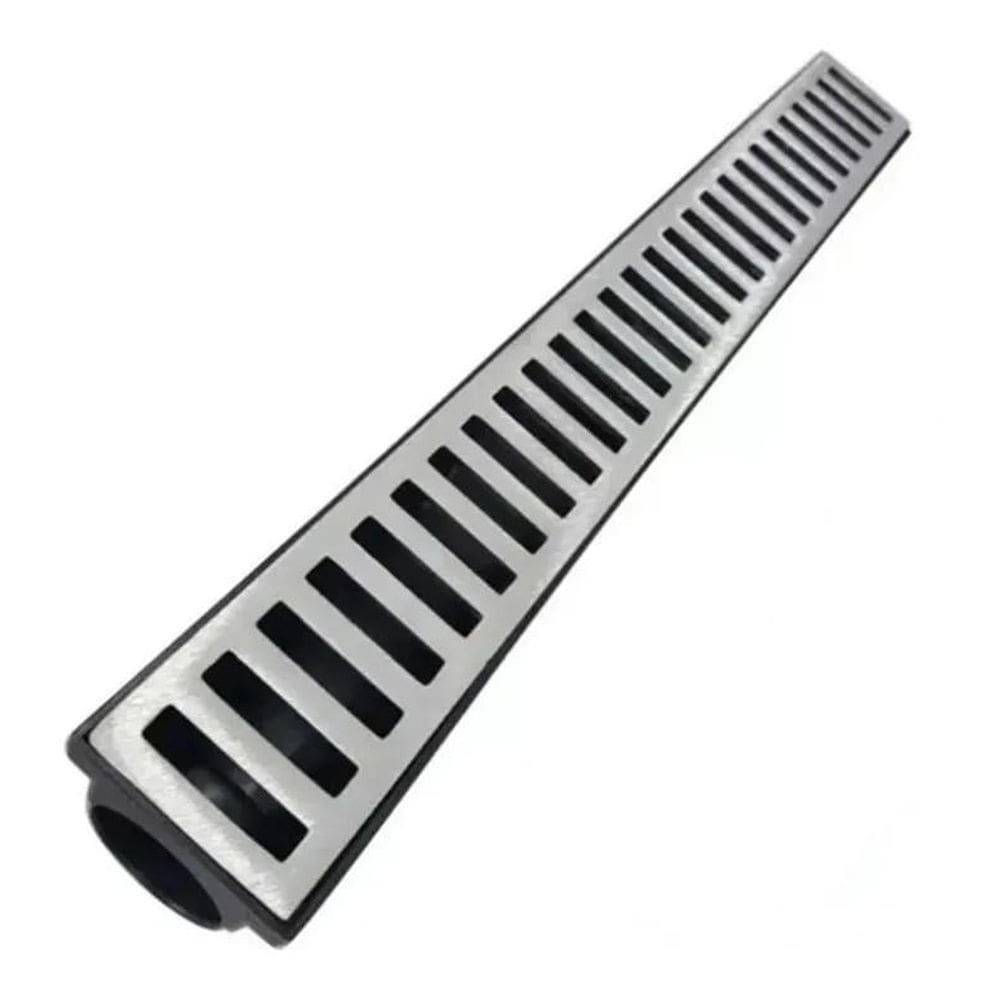 2X Ralo Linear 8X50Cm Grelha Alumínio + Caixa Coletor De Águ