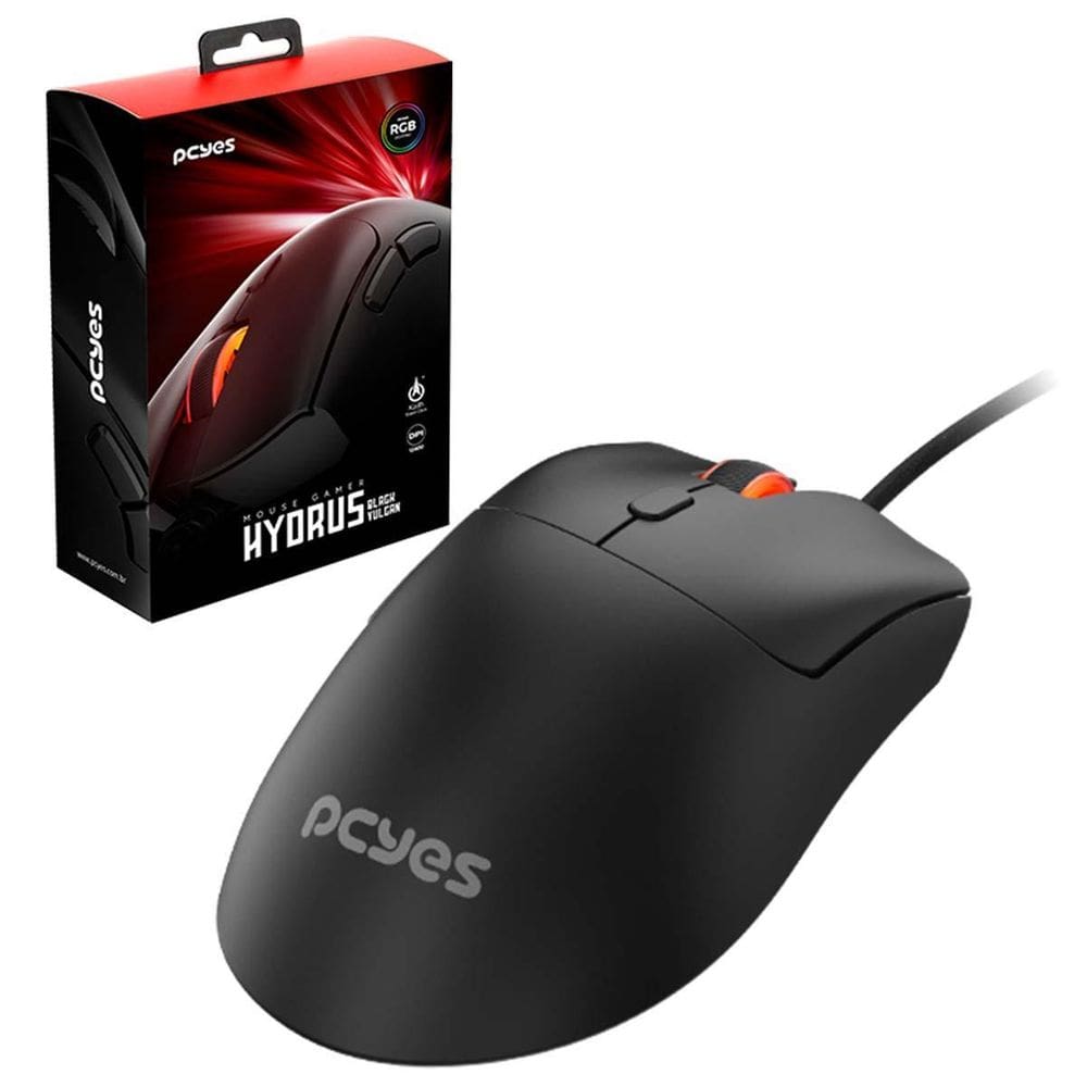 Mouse Gamer Pcyes Hydrus Black Vulcan 12400 Dpi Rgb 6 Botoes